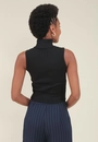 Blusa Tricô Canelado Sem Manga Gola Alta