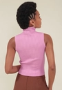 Blusa Tricô Canelado Sem Manga Gola Alta