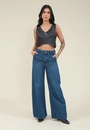 Cropped Pu Decote V E Zíper Costas