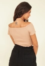 Blusa Cropped Canelado Ombro A Ombro