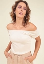 Blusa Cropped Canelado Ombro A Ombro