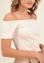 Blusa Cropped Canelado Ombro A Ombro
