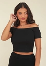 Blusa Cropped Canelado Ombro A Ombro