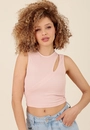 Blusa Cropped Com Recorte Vazado Sem Manga