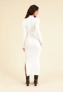 Vestido Tricô Midi Manga Longa Gola Alta