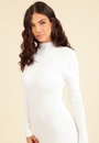 Vestido Tricô Midi Manga Longa Gola Alta