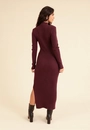 Vestido Tricô Midi Manga Longa Gola Alta
