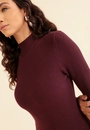 Vestido Tricô Midi Manga Longa Gola Alta