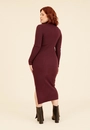 Vestido Tricô Midi Manga Longa Gola Alta