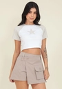 Short Saia Em Alfaiataria Sarja Com Bolso Frontal
