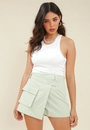 Short Saia Em Alfaiataria Sarja Com Bolso Frontal