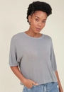 Blusa Tricô Manga Curta Com Lurex