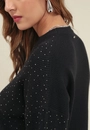 Blusa Tricô Alongado Manga Longa Com Strass