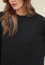 Blusa Tricô Alongado Manga Longa Com Strass