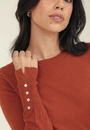 Blusa Tricô Manga Longa Com Botões Punho