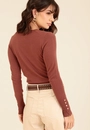 Blusa Tricô Manga Longa Com Botões Punho
