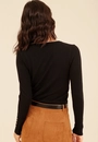 Blusa Tricô Manga Longa Com Botões Punho