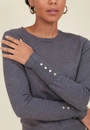 Blusa Tricô Manga Longa Com Botões Punho