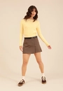 Blusa Tricô Manga Longa Com Botões Punho