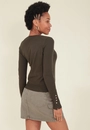 Blusa Tricô Manga Longa Com Botões Punho