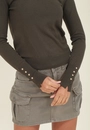 Blusa Tricô Manga Longa Com Botões Punho