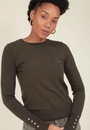 Blusa Tricô Manga Longa Com Botões Punho