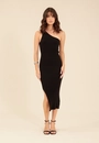 Vestido Midi Em Tricô Ombro Só