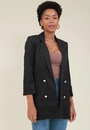 Blazer Em Alfaiataria Manga 7/8 E Botões
