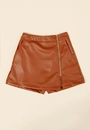 Short Saia Em Pu Com Transpasse E Zíper Lateral