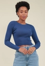 Blusa Cropped Em Tricô Manga Longa Básica