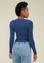 Blusa Cropped Em Tricô Manga Longa Básica