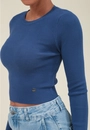 Blusa Cropped Em Tricô Manga Longa Básica