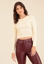 Blusa Cropped Em Tricô Manga Longa Básica