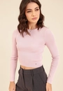 Blusa Cropped Em Tricô Manga Longa Básica