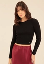 Blusa Cropped Em Tricô Manga Longa Básica