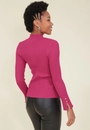 Blusa Tricô Canelado Gola Alta Barra Frufru