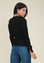 Blusa Tricô Canelado Gola Alta Barra Frufru