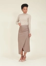 Saia Midi Em Pu Com Transpasse E Franzido Lateral