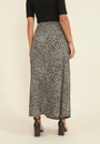 Saia Viscose Midi Fenda Frontal Animal Print Green