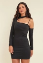 Vestido Em Malha Com Manga Longa E Decote Vazado