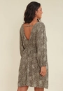 Vestido Curto Manga 7/8 Em Viscose Estampa Safari