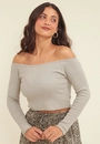 Blusa Ribana Manga Longa Decote Ombro A Ombro