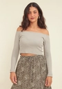 Blusa Ribana Manga Longa Decote Ombro A Ombro