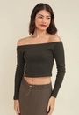 Blusa Ribana Manga Longa Decote Ombro A Ombro