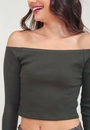 Blusa Ribana Manga Longa Decote Ombro A Ombro