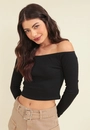 Blusa Ribana Manga Longa Decote Ombro A Ombro