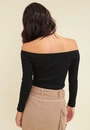 Blusa Ribana Manga Longa Decote Ombro A Ombro