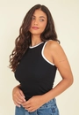 Blusa Ribana Sem Manga Com Viés Bicolor