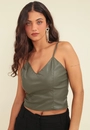 Blusa Em Pu Com Alça E Lastex Costas