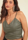 Blusa Em Pu Com Alça E Lastex Costas